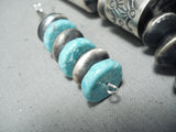 One Of Best Longest Native American Navajo Turquoise Sterling Silver Tubule Necklace-Nativo Arts