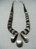 Native American Spectacular Vintage Santo Domingo Turquoise Jet Sterling Silver Necklace-Nativo Arts