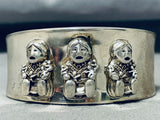 Extreme Detail Vintage Native American Navajo Sterling Silver Storyteller Bracelet-Nativo Arts