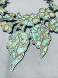 One Of Craziest Vintage Southwest Green Turquoise Inlay Sterling Silver Necklace-Nativo Arts