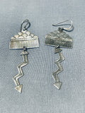 Very Rare Raincloud Mesa Native American Hopi Vintage Sterling Silver Earrings-Nativo Arts