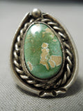 Early Deposit Rare Natural Royston Turquoise Vintage Native American Navajo Sterling Silver Ring-Nativo Arts
