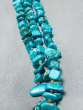 Native American Chunky Vintage Navajo Aqua Turquoise Sterling Silver Heishi Necklace-Nativo Arts