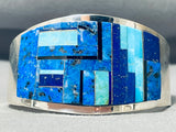 Best Pat Becenti Vintage Native American Navajo Lapis Inlay Sterling Silver Bracelet-Nativo Arts