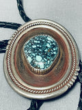 Native American Important Joseph H Quintana Vintage Cochiti Turquoise Sterling Silver Bolo Tie-Nativo Arts