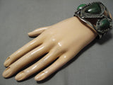 Magnificent Vintage Native American Navajo Chrysocolla Sterling Silver Bracelet-Nativo Arts