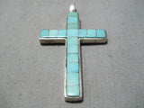 Native American Unique Vintage Santo Domingo Turquoise Sterling Silver Cross Pendant-Nativo Arts