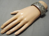 Hand Wrought Vintage Native American Navajo Sterling Silver Bracelet Old-Nativo Arts
