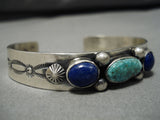 Native American Important Jeanette Dale Royston Turquoise Sterling Silver Bracelet Cuff-Nativo Arts