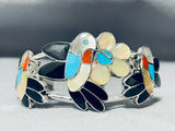 Native American Beautiful Hummingbird Vintage Navajo Turquoise Sterlijng Silver Bracelet-Nativo Arts