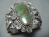 Stunning Navajo Native American Royston Turquoise Sterling Silver Bracelet-Nativo Arts