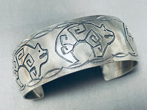 Splendid Native American Navajo Sterling Silver Bear Bracelet-Nativo Arts