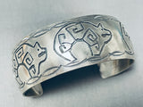 Splendid Native American Navajo Sterling Silver Bear Bracelet-Nativo Arts