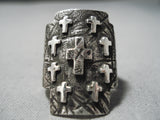 Family Of Crosses Vintage Native American Navajo Sterling Silver Ring-Nativo Arts