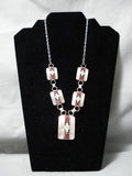 Rare Vintage Navajo Beaded Rug Sterling Silver Native American Necklace Old-Nativo Arts