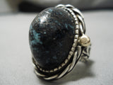 One Of The Best Vintage Native American Navajo Lander Blue Turquoise Sterling Silver Ring-Nativo Arts