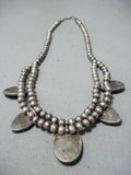 Wilson Yazzie Vintage Native American Navajo Black Onyx Sterling Silver Necklace Old-Nativo Arts