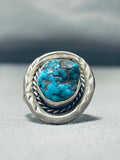 Amazing Authentic Vintage Native American Navajo Rare Mine Turquoise Sterling Silver Ring-Nativo Arts