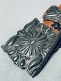 Important Vintage Native American Navajo David Reeves Hand Tooled Sterling Silver Concho Belt-Nativo Arts