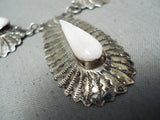 Magnificent Vintage Native American Navajo Mother Of Pearl Sterling Silver Necklace-Nativo Arts