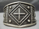 Huge Cross Christian Sterling Silver Native American Navajo Bracelet Cuff-Nativo Arts