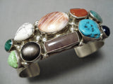 Rare Modernistic Vintage Native American Navajo Turquoise Gaspeite Sterling Silver Bracelet-Nativo Arts