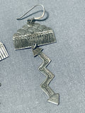 Very Rare Raincloud Mesa Native American Hopi Vintage Sterling Silver Earrings-Nativo Arts