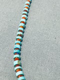 Sweet Native American Navajo Turquoise & Coral Sterling Silver Necklace-Nativo Arts