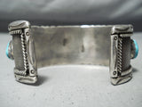 Superlative Vintage Native American Navajo Morenci Turquoise Sterling Silver Bracelet Old-Nativo Arts