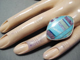 Intense Inlay San Felipe Inlay Turquoise Synth Opal Sterling Silver Ring-Nativo Arts