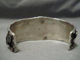 Wide Unique Wave Vintage Native American Navajo Turquoise Sterling Silver Bracelet Old-Nativo Arts