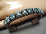 Museum Vintage Native American Navajo Squared Crow Springs Turquoise Sterling Silver Bracelet-Nativo Arts
