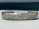Extreme Detail Vintage Native American Navajo Sterling Silver Storyteller Bracelet-Nativo Arts