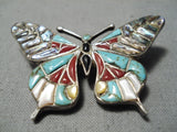 Marvelous Vintage Zuni Native American Turquoise Sterling Silver Pin-Nativo Arts