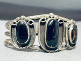 Incredible Vintage Native American Navajo Black Onyx Sterling Silver Bracelet-Nativo Arts