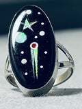 Intricate Comet Native American Navajo Opal Sterling Silver Outer Space Ring-Nativo Arts