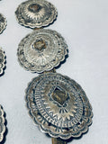 Important Vintage Native American Navajo Hand Tooled 1st Phase Coin Silver Concho Belt-Nativo Arts