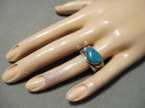 Dynamic Vintage Native American Navajo Bisbee Turquoise Sterling Silver Ring Old-Nativo Arts