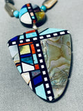 Important Santo Domingo Turquoise Inlay Sterling Silver Necklace-Nativo Arts