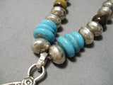 Native American Important Francisco Gomez Vintage Sterling Silver Turquoise Necklace-Nativo Arts