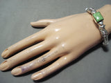 Authentic Vintage Native American Navajo Orville Tsinnie 14k Gold Gaspeite Sterling Bracelet-Nativo Arts