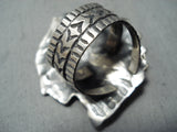 Impressive Navajo Spiderweb Turquoise Sterling Silver Ring Native American-Nativo Arts