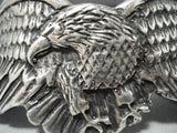Native American Very Rare Vintage Yuma Sterling Silver Eagle Heavy Bracelet-Nativo Arts