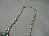 Rare Vintage Native American Navajo Mcginnis Turquoise Sterling Silver Squash Blossom Necklace-Nativo Arts