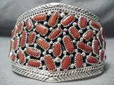 Magnificent Navajo Coral Sterling Silver Bracelet Native American-Nativo Arts