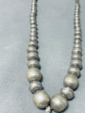 Gasp! Vintage Native American Navajo Graduating Sterling Silver Naja Bead Necklace Old-Nativo Arts