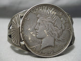 Earlier Vintage Navajo 1900's Sterling Silver Native American Coin Bracelet Old-Nativo Arts