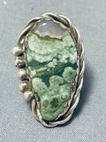 Gorgeous Vintage Native American Navajo Green Agate Sterling Silver Ring-Nativo Arts