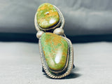 Heaviest Native American Navajo Green Turquoise Sterling Silver Ring-Nativo Arts