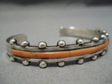 Striking Native American Navajo Inlay Coral Native American Bracelet Old-Nativo Arts